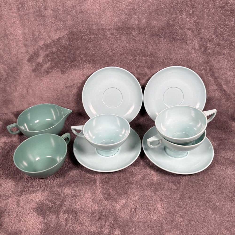 Vtg Aztec & Mallo Belle MELMAC MELAMINE PLASTIC Teal Turquoise Mixed Lot Of 9